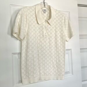 J. Crew Factory Cream Pointelle Sweater, Medium